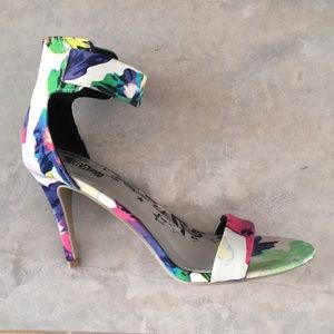 Watercolor Ankle Strap Heels NWOT